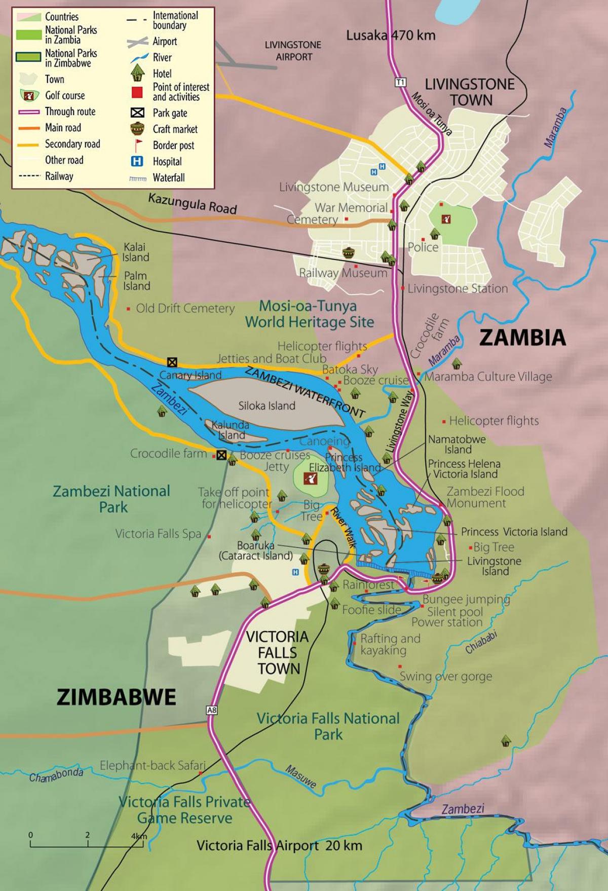 karta grada Livingston Zambija 