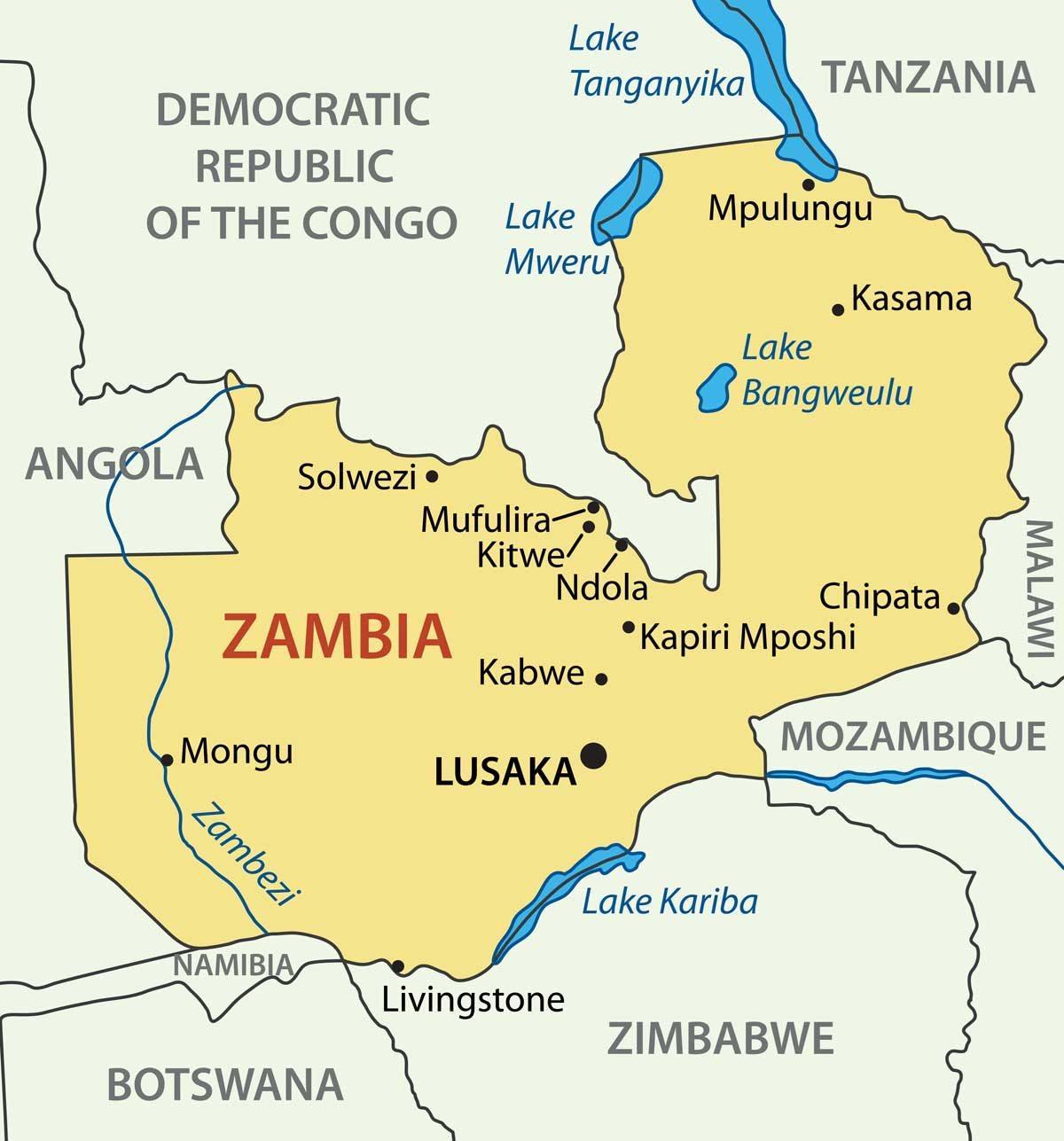 Karta Zambija, китве 